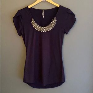 Navy Beaded top